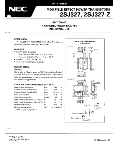 NEC 2sj327  . Electronic Components Datasheets Active components Transistors NEC 2sj327.pdf