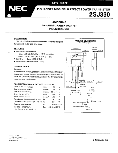 NEC 2sj330  . Electronic Components Datasheets Active components Transistors NEC 2sj330.pdf