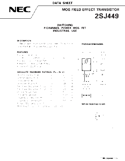 NEC 2sj449  . Electronic Components Datasheets Active components Transistors NEC 2sj449.pdf