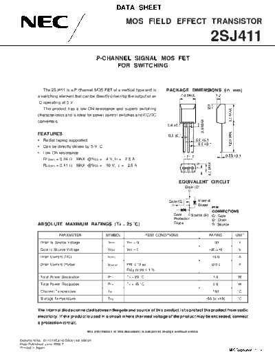 NEC 2sj411  . Electronic Components Datasheets Active components Transistors NEC 2sj411.pdf