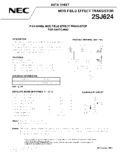 . Electronic Components Datasheets 2sj624  . Electronic Components Datasheets Active components Transistors NEC 2sj624.pdf