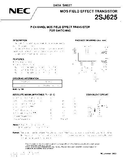 NEC 2sj625  . Electronic Components Datasheets Active components Transistors NEC 2sj625.pdf