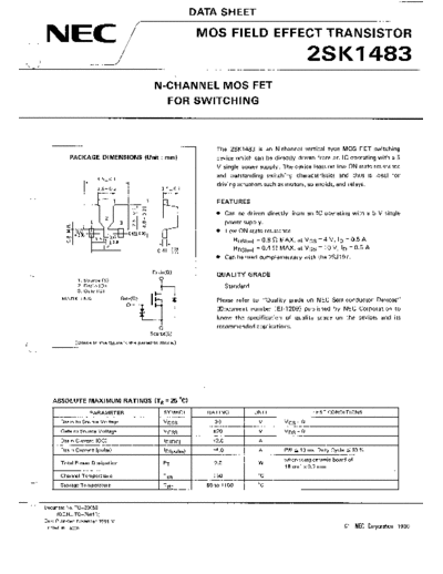 NEC 2sk1483  . Electronic Components Datasheets Active components Transistors NEC 2sk1483.pdf