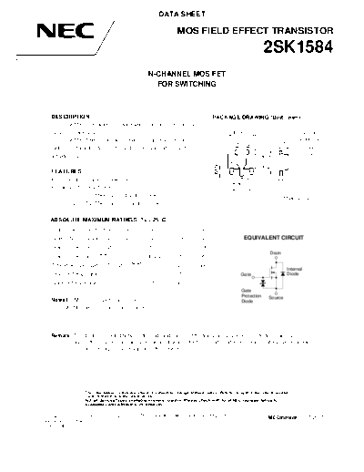 NEC 2sk1584 nec  . Electronic Components Datasheets Active components Transistors NEC 2sk1584_nec.pdf