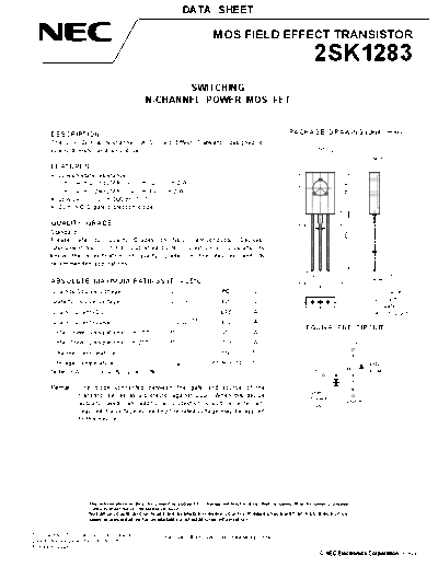 NEC 2sk1283  . Electronic Components Datasheets Active components Transistors NEC 2sk1283.pdf