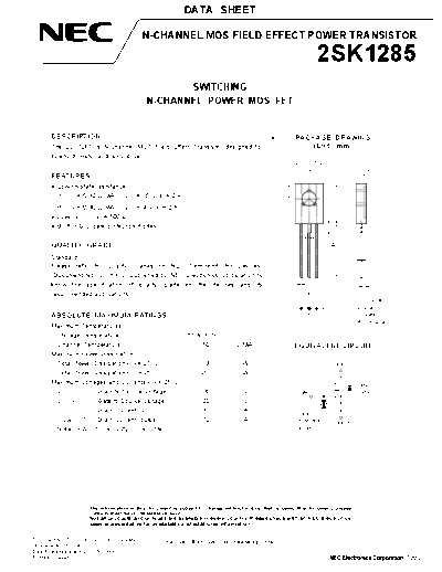 NEC 2sk1285  . Electronic Components Datasheets Active components Transistors NEC 2sk1285.pdf