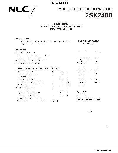 . Electronic Components Datasheets 2sk2480  . Electronic Components Datasheets Active components Transistors NEC 2sk2480.pdf