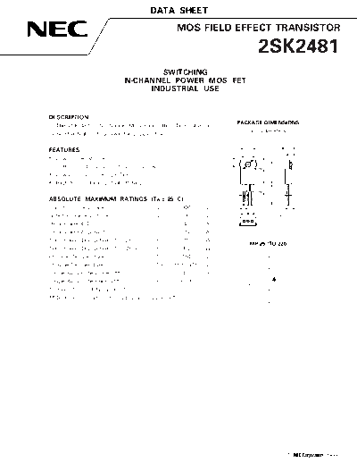 NEC 2sk2481  . Electronic Components Datasheets Active components Transistors NEC 2sk2481.pdf