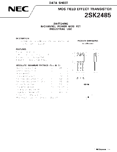 . Electronic Components Datasheets 2sk2485  . Electronic Components Datasheets Active components Transistors NEC 2sk2485.pdf