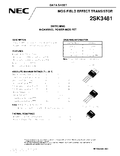 NEC 2sk3481  . Electronic Components Datasheets Active components Transistors NEC 2sk3481.pdf