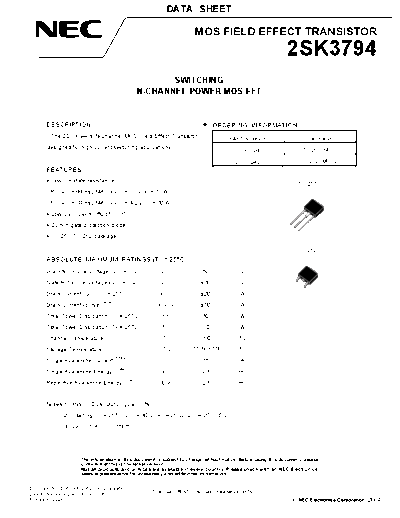 NEC 2sk3794  . Electronic Components Datasheets Active components Transistors NEC 2sk3794.pdf