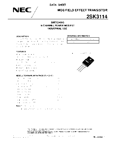 NEC 2sk3114  . Electronic Components Datasheets Active components Transistors NEC 2sk3114.pdf