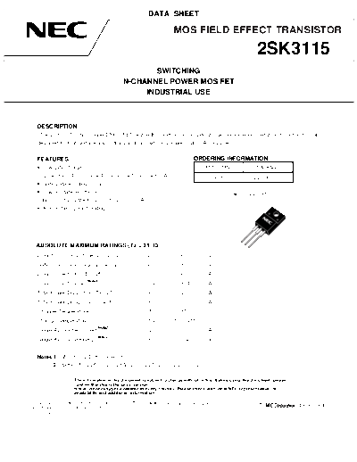 NEC 2sk3115  . Electronic Components Datasheets Active components Transistors NEC 2sk3115.pdf