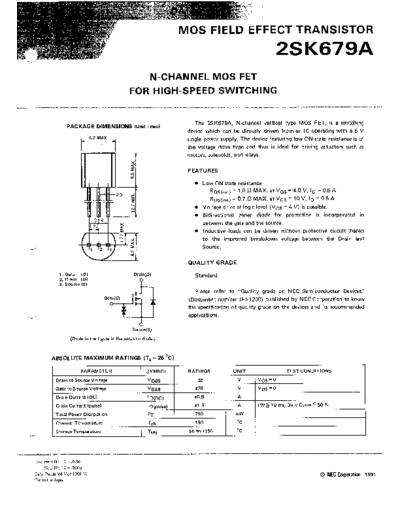 NEC 2sk679  . Electronic Components Datasheets Active components Transistors NEC 2sk679.pdf