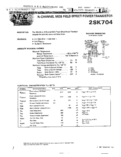 NEC 2sk704  . Electronic Components Datasheets Active components Transistors NEC 2sk704.pdf