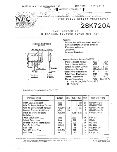 NEC 2sk720a  . Electronic Components Datasheets Active components Transistors NEC 2sk720a.pdf