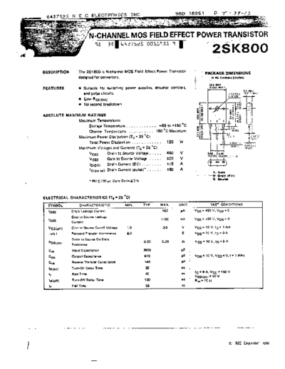 NEC 2sk800  . Electronic Components Datasheets Active components Transistors NEC 2sk800.pdf