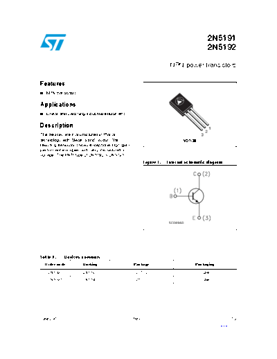 ST 2n5191 2n5192  . Electronic Components Datasheets Active components Transistors ST 2n5191_2n5192.pdf