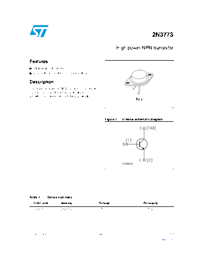 . Electronic Components Datasheets 2n3773  . Electronic Components Datasheets Active components Transistors ST 2n3773.pdf