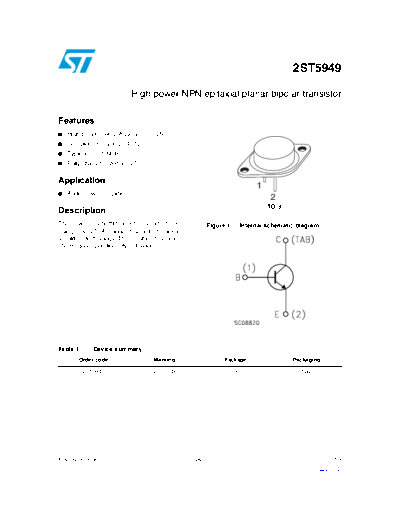 ST 2st5949  . Electronic Components Datasheets Active components Transistors ST 2st5949.pdf