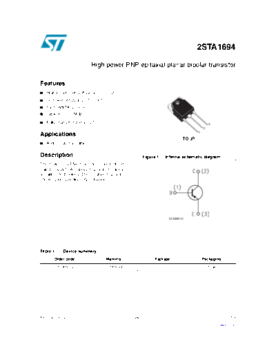 ST 2sta1694  . Electronic Components Datasheets Active components Transistors ST 2sta1694.pdf