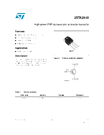 ST 2sta2510  . Electronic Components Datasheets Active components Transistors ST 2sta2510.pdf