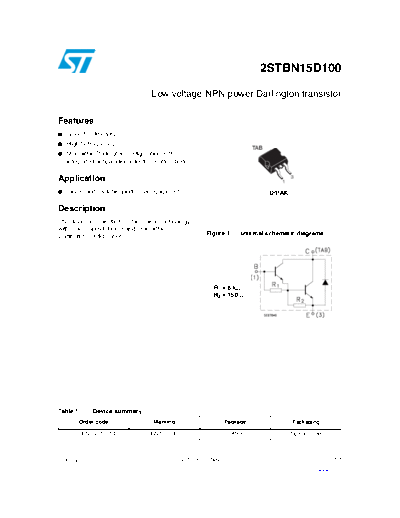 ST 2stbn15d100  . Electronic Components Datasheets Active components Transistors ST 2stbn15d100.pdf