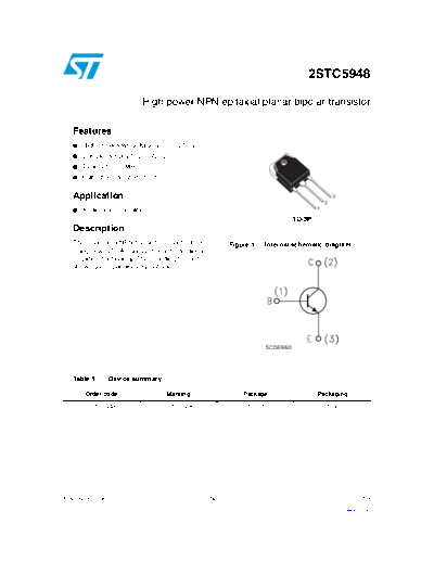 ST 2stc5948  . Electronic Components Datasheets Active components Transistors ST 2stc5948.pdf