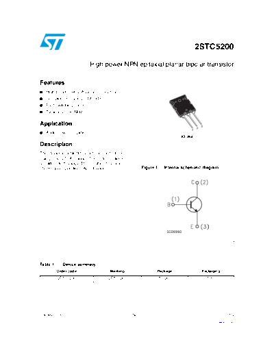 ST 2stc5200  . Electronic Components Datasheets Active components Transistors ST 2stc5200.pdf