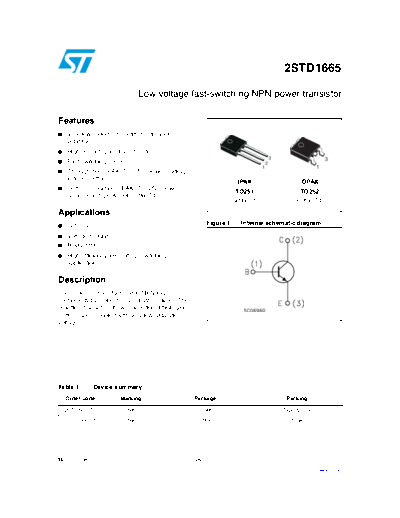 ST 2std1665  . Electronic Components Datasheets Active components Transistors ST 2std1665.pdf