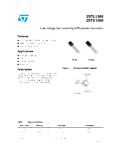ST 2stl1360 2stx1360  . Electronic Components Datasheets Active components Transistors ST 2stl1360_2stx1360.pdf