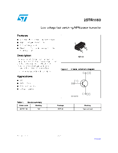 ST 2str1160  . Electronic Components Datasheets Active components Transistors ST 2str1160.pdf