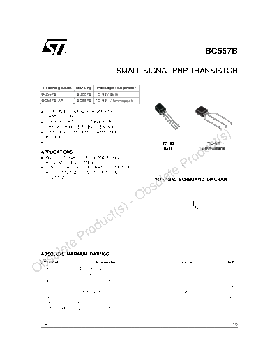 ST bc557b  . Electronic Components Datasheets Active components Transistors ST bc557b.pdf