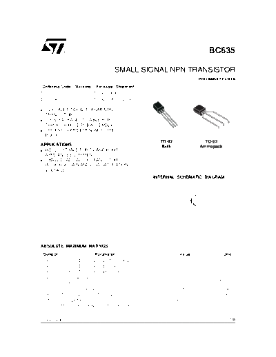 ST bc635  . Electronic Components Datasheets Active components Transistors ST bc635.pdf