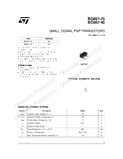 ST bc807-25 bc807-40  . Electronic Components Datasheets Active components Transistors ST bc807-25_bc807-40.pdf
