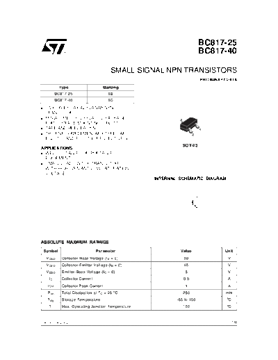 . Electronic Components Datasheets bc817  . Electronic Components Datasheets Active components Transistors ST bc817.pdf