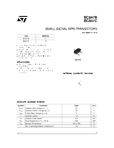 ST bc847b bc847c  . Electronic Components Datasheets Active components Transistors ST bc847b_bc847c.pdf