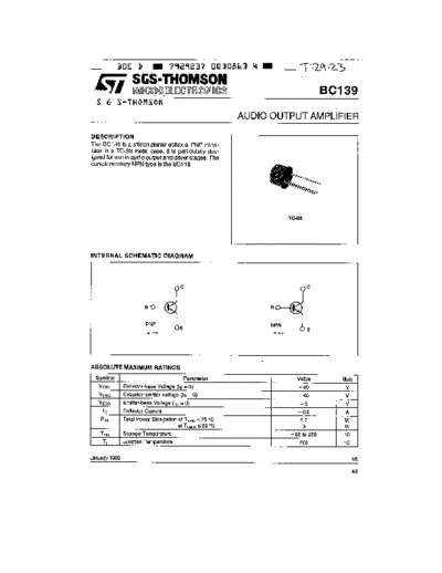 ST bc139  . Electronic Components Datasheets Active components Transistors ST bc139.pdf