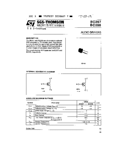 ST bc297 bc298  . Electronic Components Datasheets Active components Transistors ST bc297_bc298.pdf
