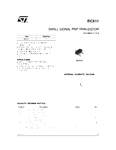 ST bcx17  . Electronic Components Datasheets Active components Transistors ST bcx17.pdf