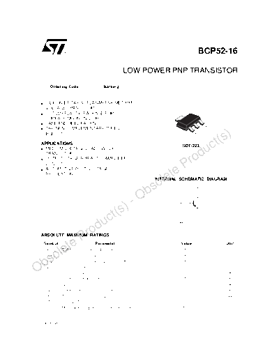 ST bcp52-16 2  . Electronic Components Datasheets Active components Transistors ST bcp52-16_2.pdf