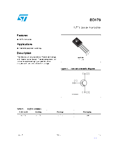 . Electronic Components Datasheets bd179  . Electronic Components Datasheets Active components Transistors ST bd179.pdf