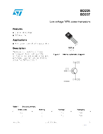 ST bd235 bd237  . Electronic Components Datasheets Active components Transistors ST bd235_bd237.pdf