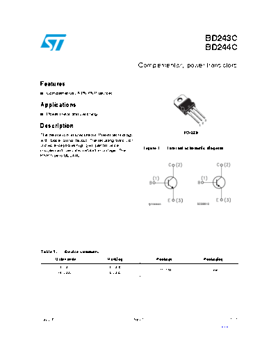 ST bd243c bd244c  . Electronic Components Datasheets Active components Transistors ST bd243c_bd244c.pdf
