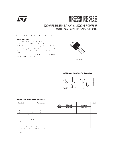 ST bdx33-34  . Electronic Components Datasheets Active components Transistors ST bdx33-34.pdf