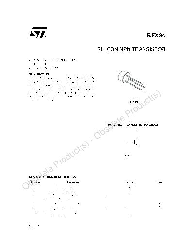 ST bfx34 2  . Electronic Components Datasheets Active components Transistors ST bfx34_2.pdf