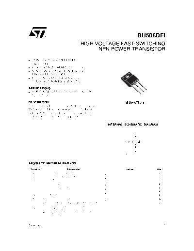 ST bu508dfi  . Electronic Components Datasheets Active components Transistors ST bu508dfi.pdf