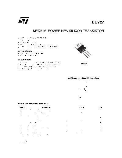 ST buv27-2  . Electronic Components Datasheets Active components Transistors ST buv27-2.pdf