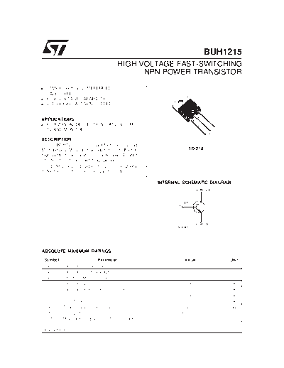 ST buh1215  . Electronic Components Datasheets Active components Transistors ST buh1215.pdf