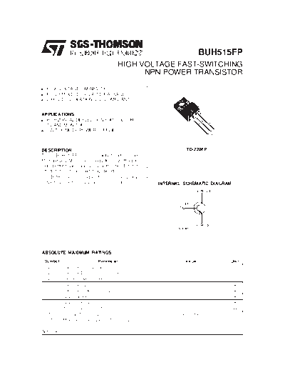 ST buh515fp  . Electronic Components Datasheets Active components Transistors ST buh515fp.pdf